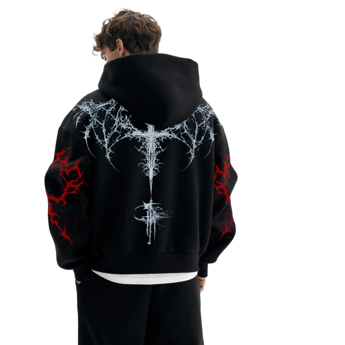 Frostfire Thorns Oversized Hoodie – Premium Streetwear | Unisex Graphic Hoodie